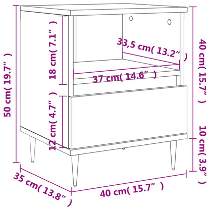 Table de chevet chêne fumé 40x35x50 cm bois d’ingénierie