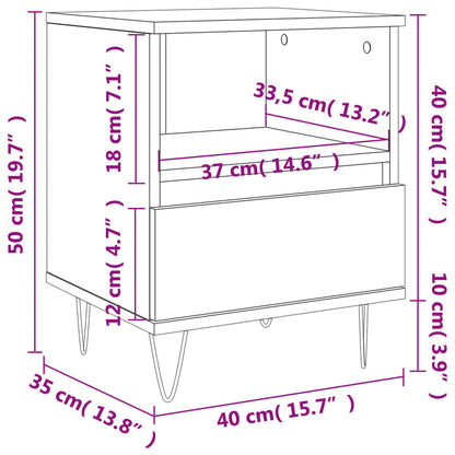 Table de chevet chêne marron 40x35x50 cm bois d’ingénierie