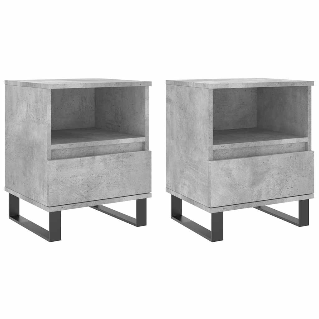 Tables de chevet 2 pcs gris béton 40x35x50 cm bois d’ingénierie