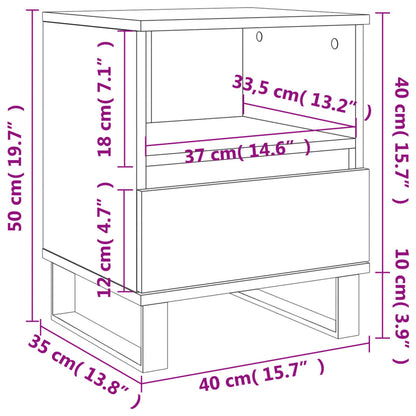 Table de chevet chêne fumé 40x35x50 cm bois d’ingénierie