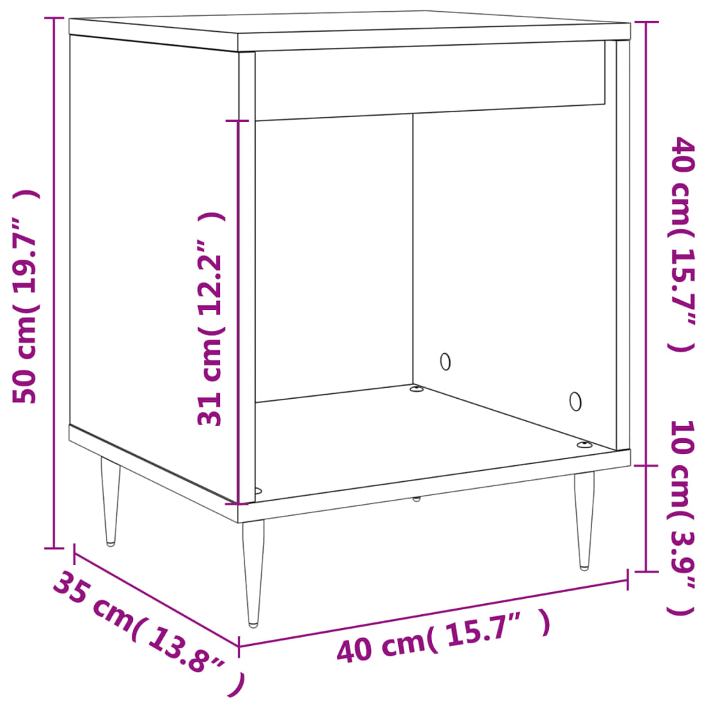 Table de chevet Blanc 40x35x50 cm Bois d’ingénierie