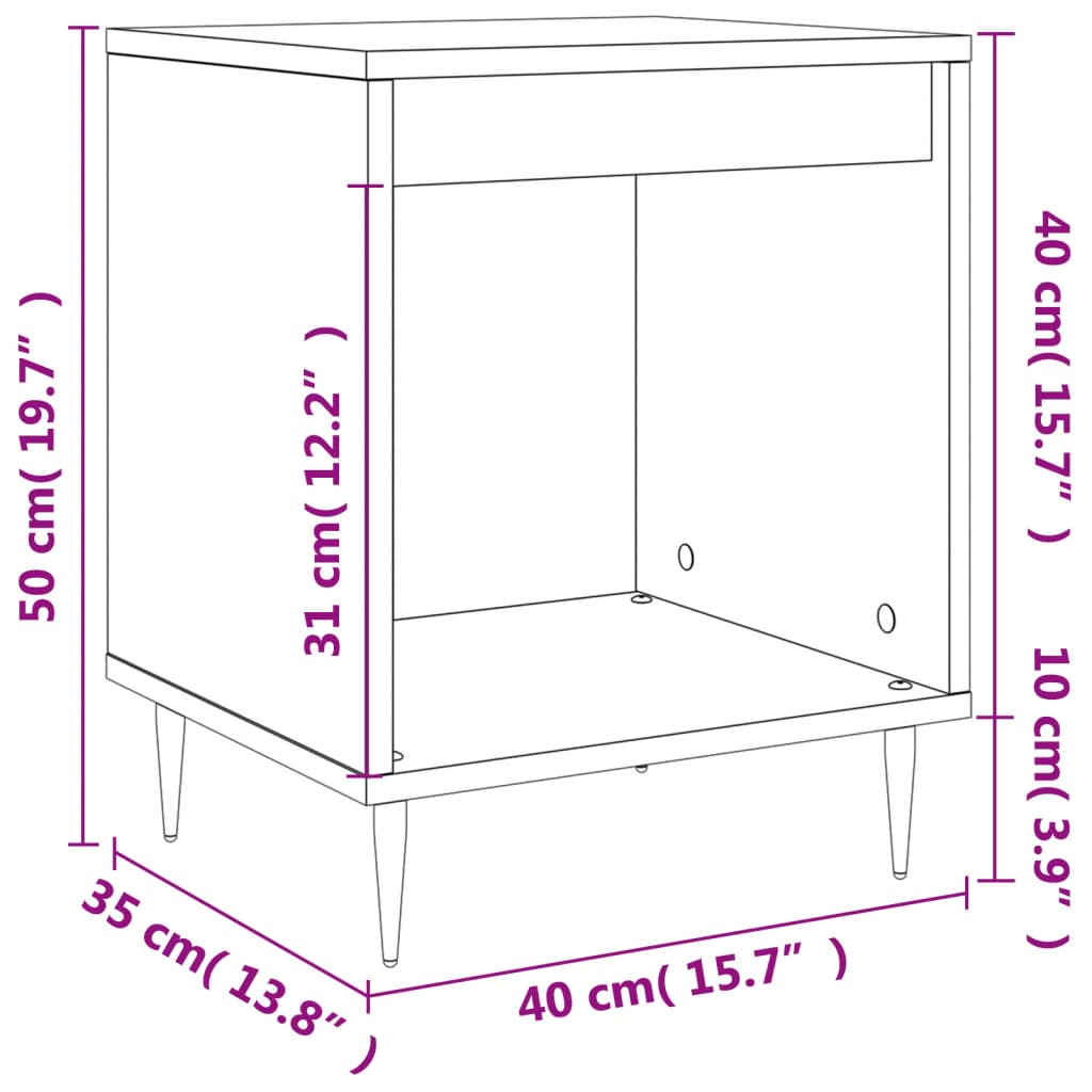 Tables de chevet 2 pcs noir 40x35x50 cm bois d’ingénierie