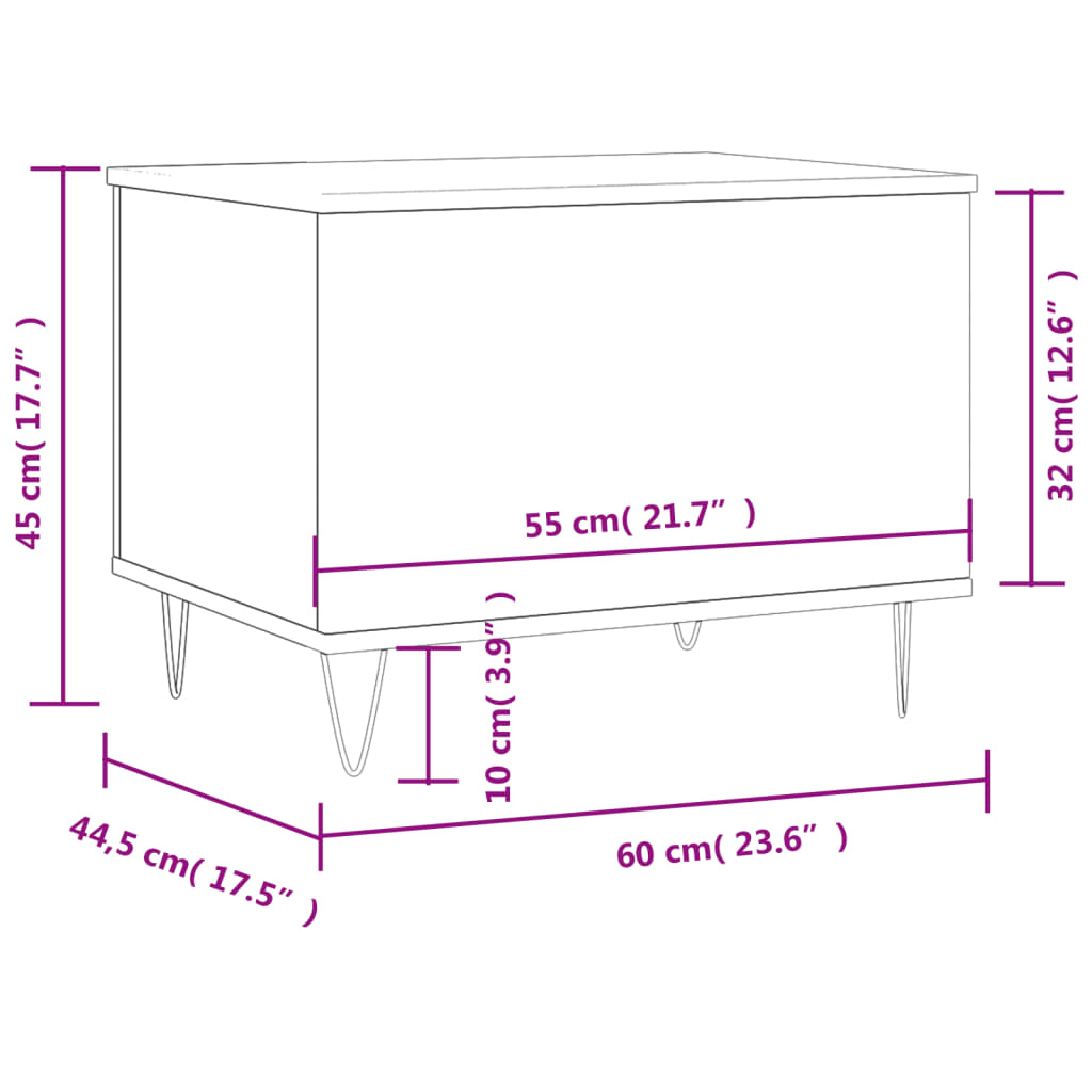 Table basse Gris béton 60x44,5x45 cm Bois d'ingénierie