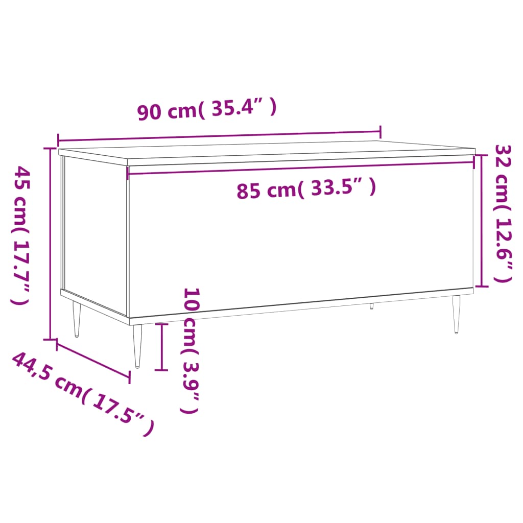 Table basse Gris béton 90x44,5x45 cm Bois d'ingénierie