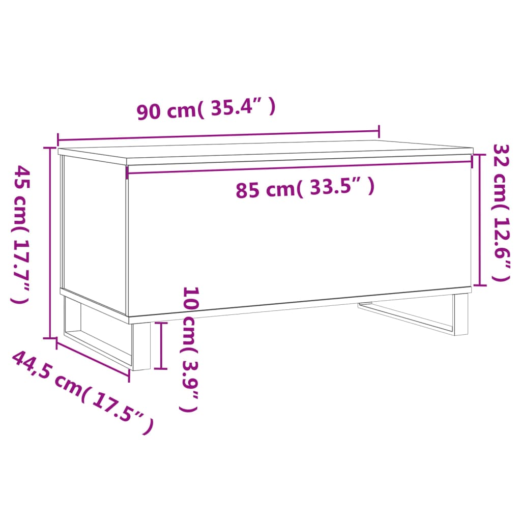 Table basse Blanc 90x44,5x45 cm Bois d'ingénierie