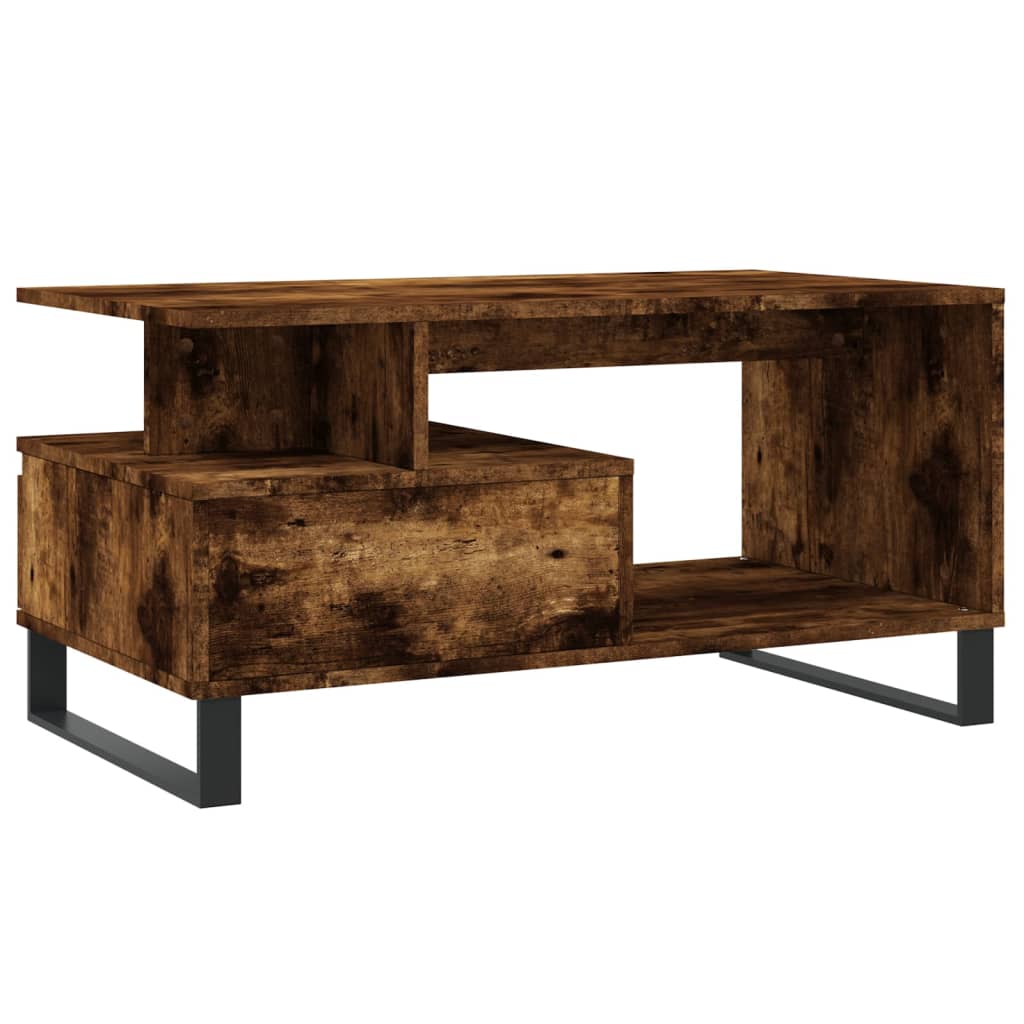 Table basse Chêne fumé 90x49x45 cm Bois d'ingénierie