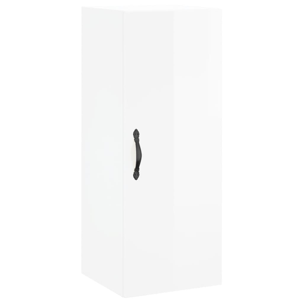 Armoire murale blanc brillant 34,5x34x90 cm bois d'ingénierie