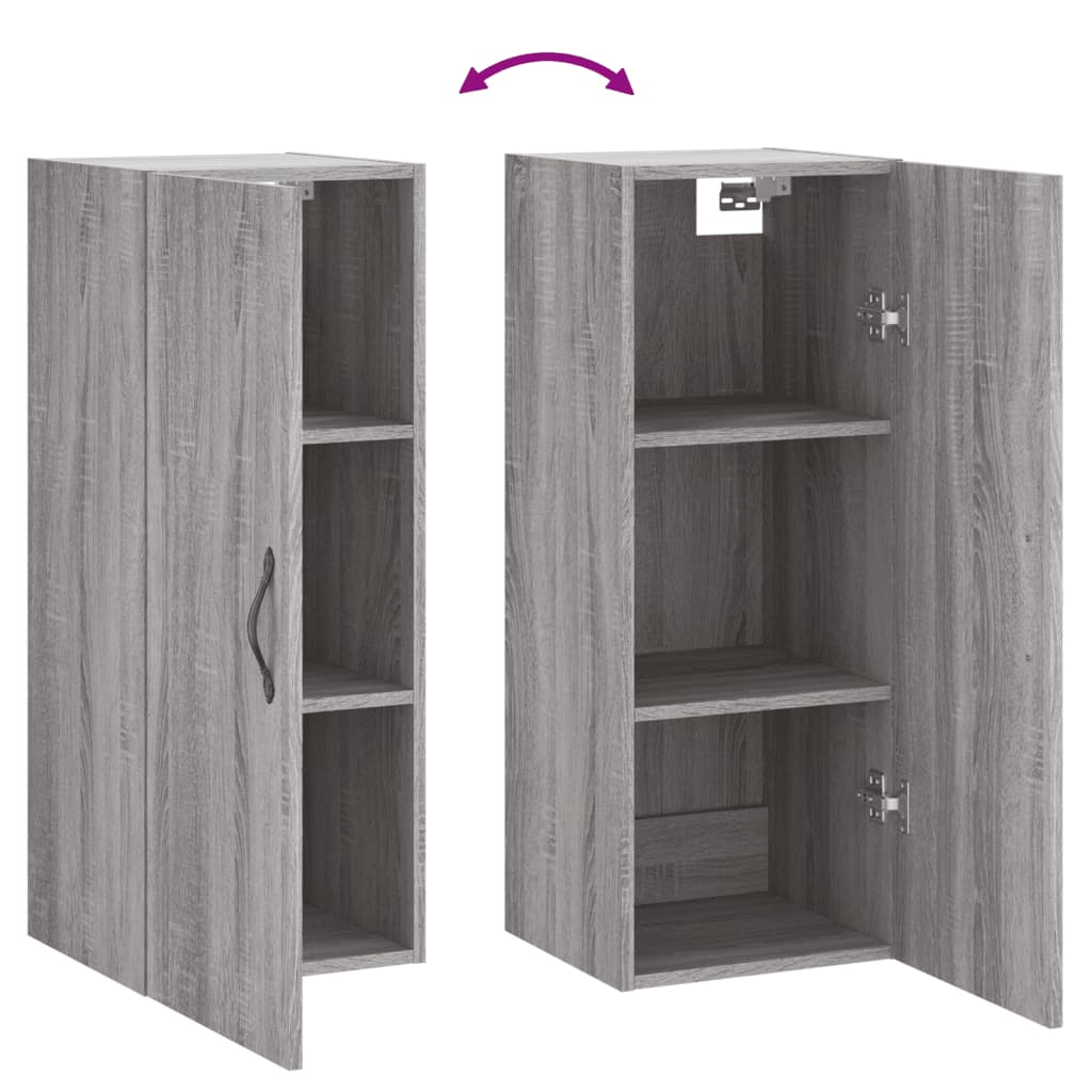 Armoire murale sonoma gris 34,5x34x90 cm bois d'ingénierie