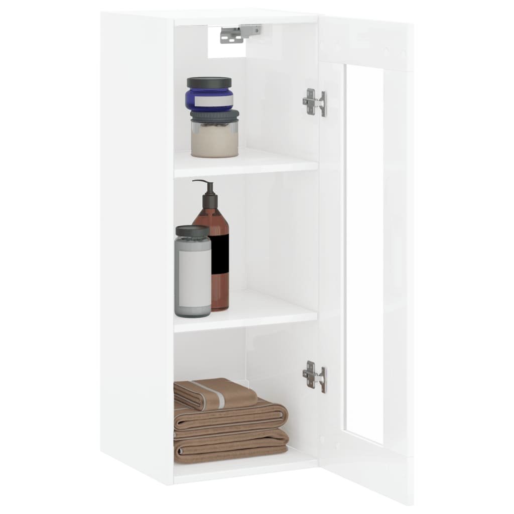 Armoire murale blanc brillant 34,5x34x90 cm