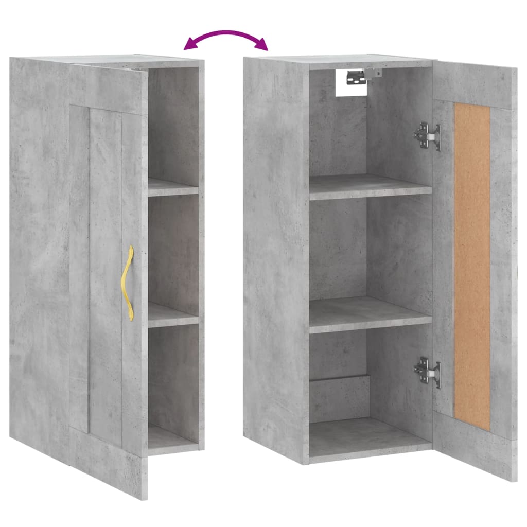 Armoire murale gris béton 34,5x34x90 cm bois d'ingénierie