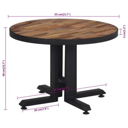 Table basse ronde Ø55x40 cm teck de récupération massif