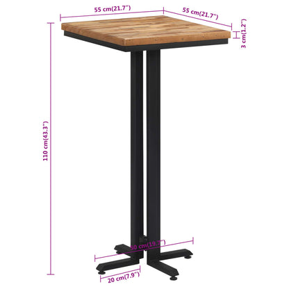 Table de bar 55x55x110 cm teck de récupération massif