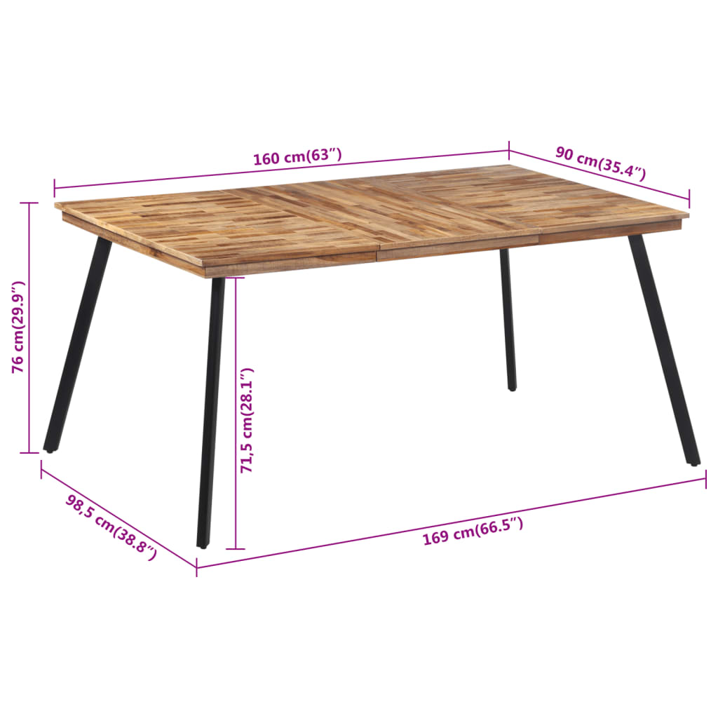 Table à manger 169x98,5x76 cm bois massif de teck