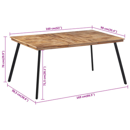 Table à manger 169x98,5x76 cm bois massif de teck