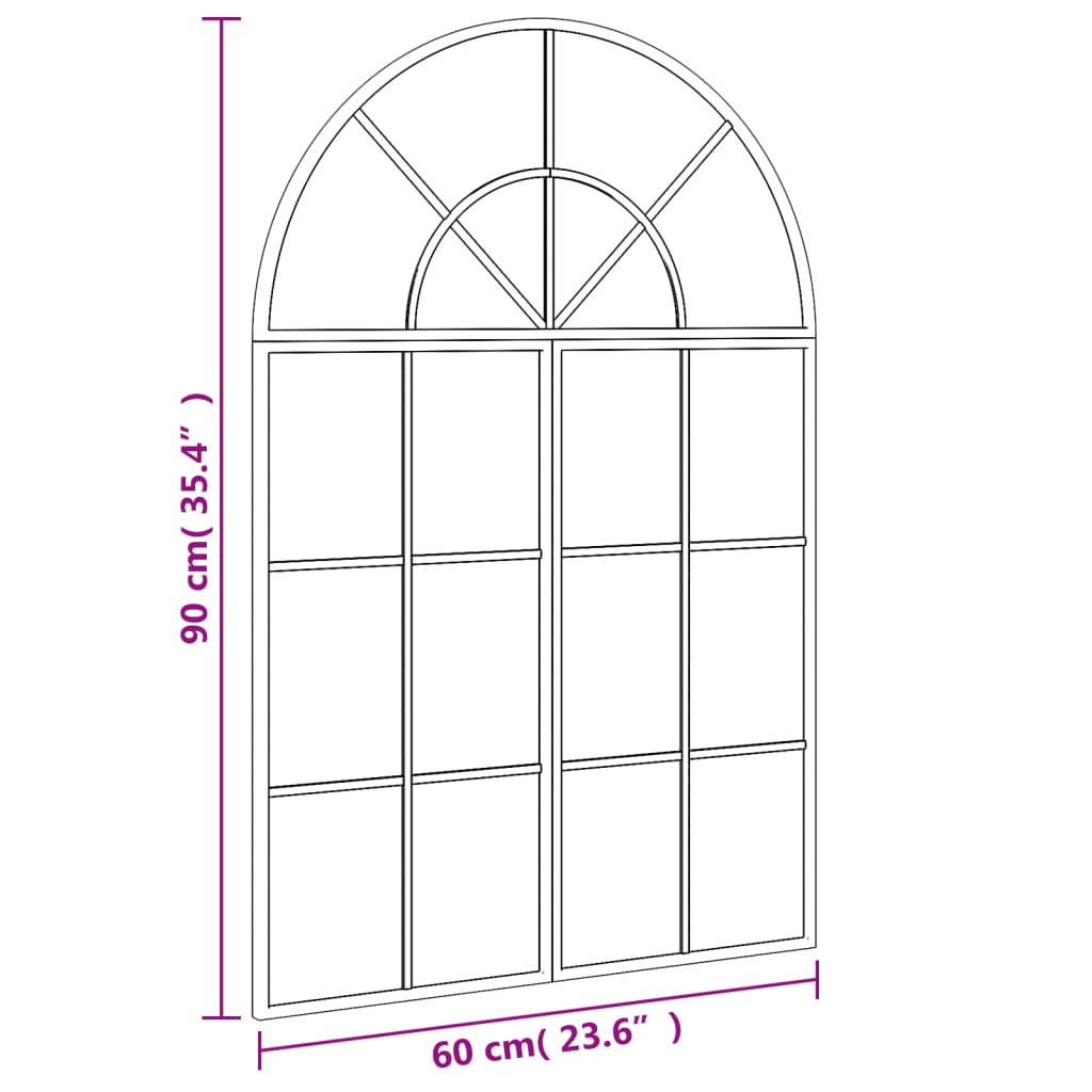 Miroir mural noir 60x90 cm arche fer