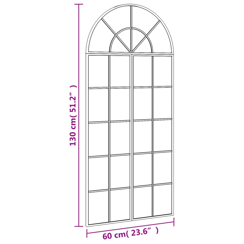 Miroir mural noir 60x130 cm arche fer