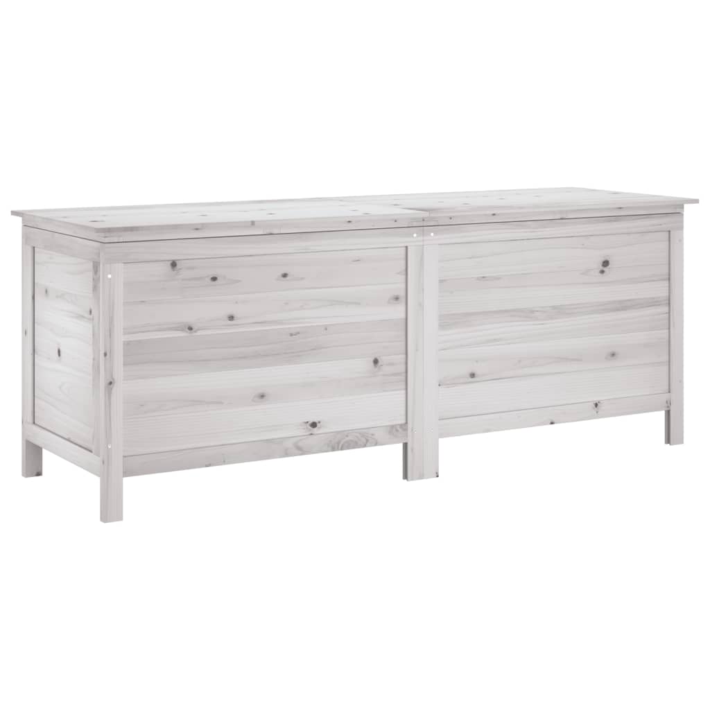 Boîte de rangement jardin blanc 150x50x56,5cm bois massif sapin