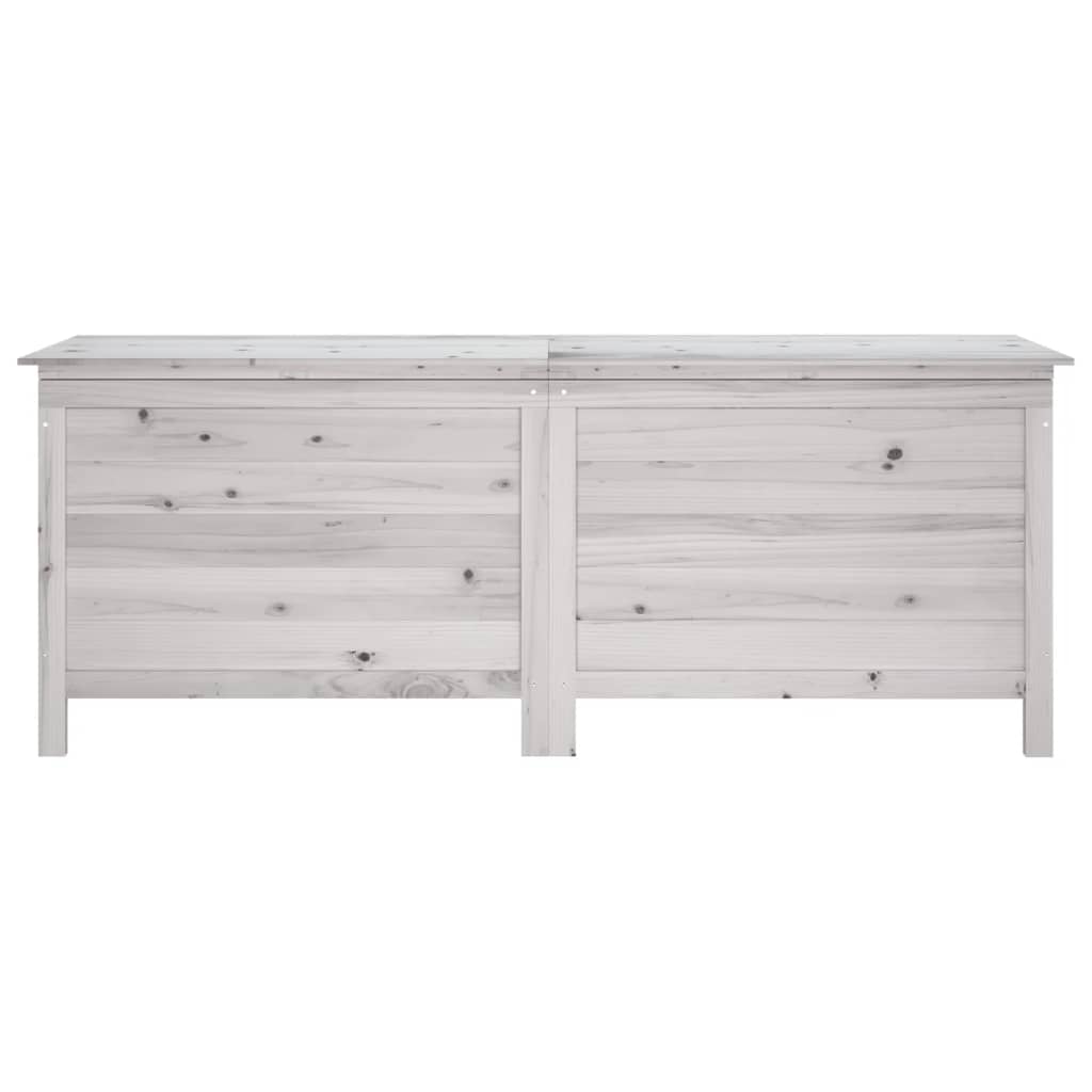 Boîte de rangement jardin blanc 150x50x56,5cm bois massif sapin