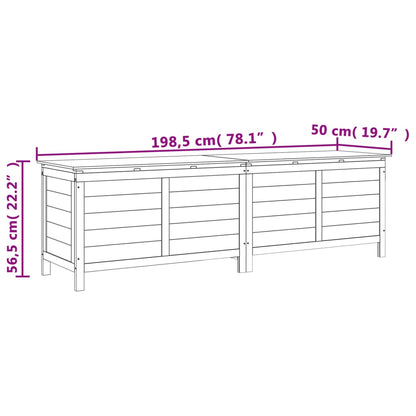 Boîte de rangement de jardin 198,5x50x56,5 cm bois massif sapin