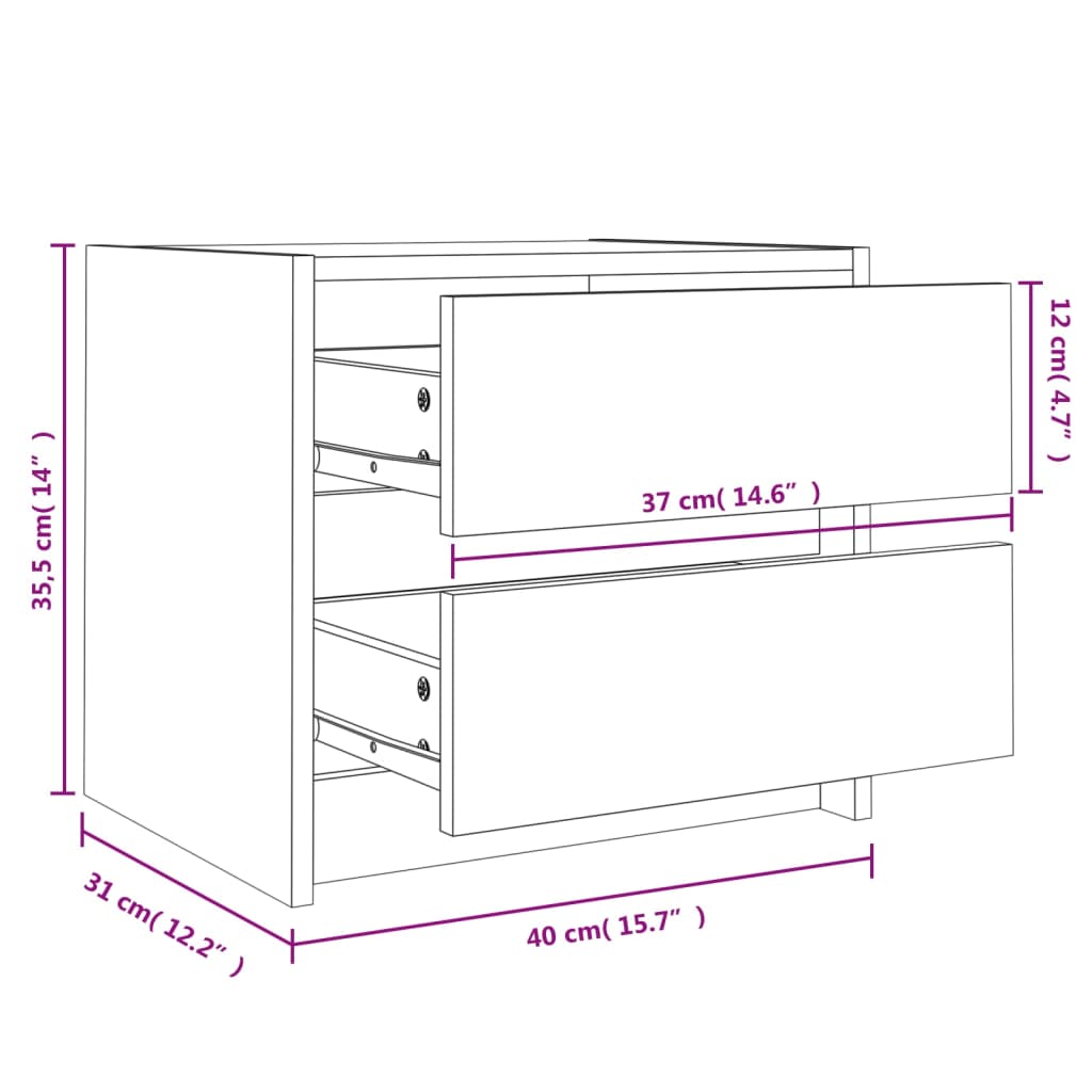 Table de chevet 40x31x35,5 cm bois de pin massif