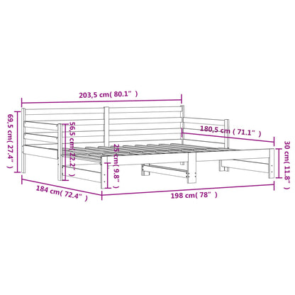 Lit de jour et lit gigogne sans matelas 90x200 cm bois massif