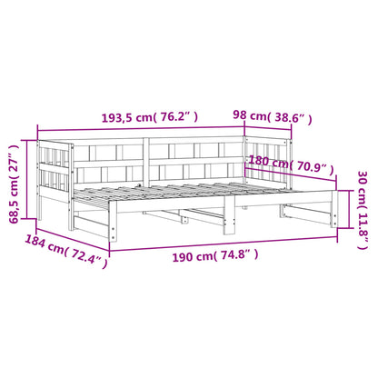 Lit de jour et lit gigogne sans matelas 90x190 cm bois massif