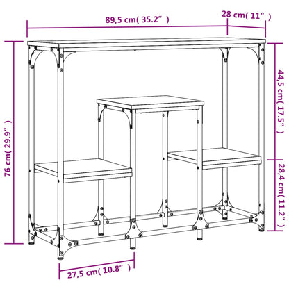 Table console sonoma gris 89,5x28x76 cm bois d'ingénierie