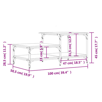 Table basse sonoma gris 100x50,5x45 cm bois d'ingénierie