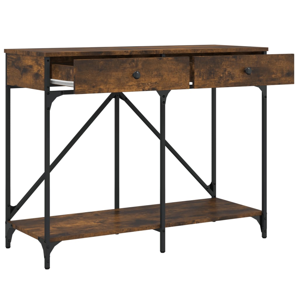 Table console chêne fumé 100x39x78,5 cm bois d'ingénierie