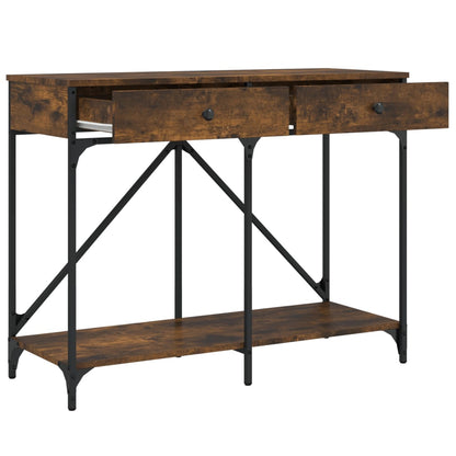 Table console chêne fumé 100x39x78,5 cm bois d'ingénierie