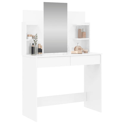 Coiffeuse avec miroir blanc brillant 96x39x142 cm