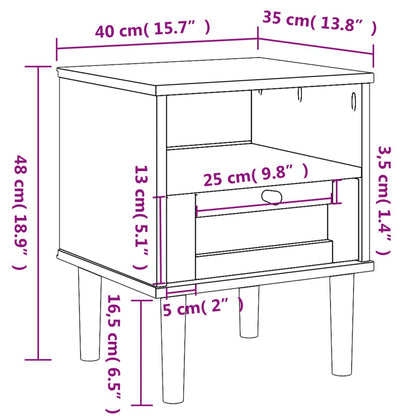 Table de chevet SENJA aspect de rotin marron bois de pin massif