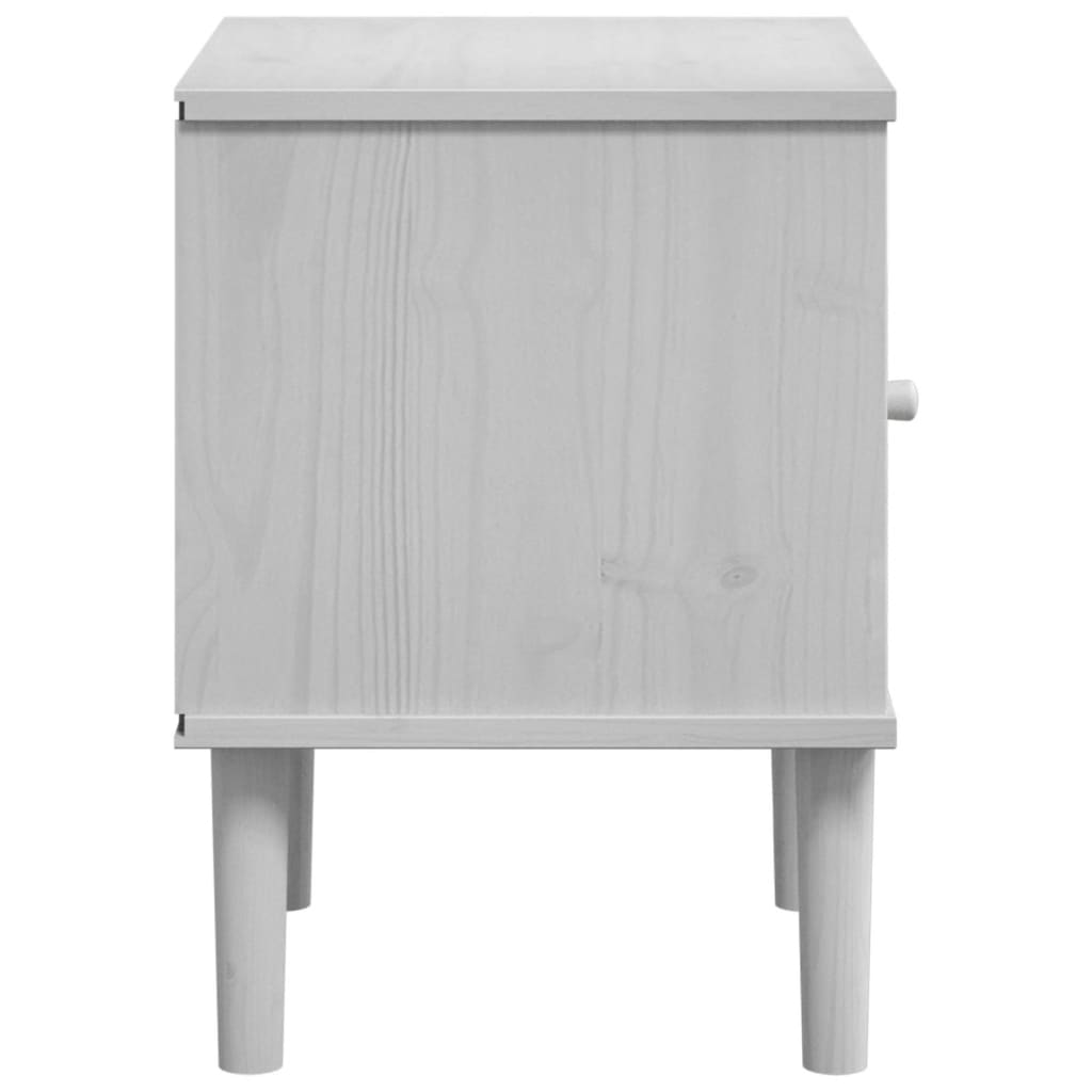 Table de chevet SENJA aspect de rotin blanc bois de pin massif