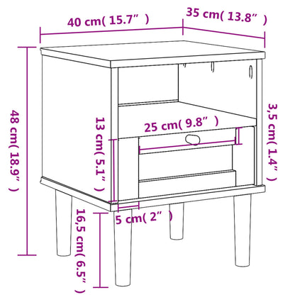 Table de chevet SENJA aspect de rotin blanc bois de pin massif