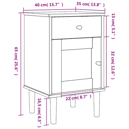 Table de chevet SENJA aspect de rotin blanc bois de pin massif