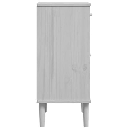 Table de chevet SENJA aspect de rotin blanc bois de pin massif