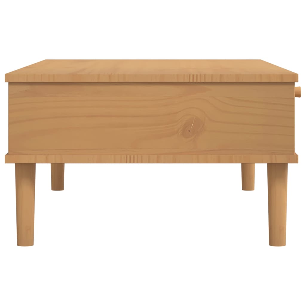 Table basse SENJA aspect rotin marron 100x55x33 cm bois massif