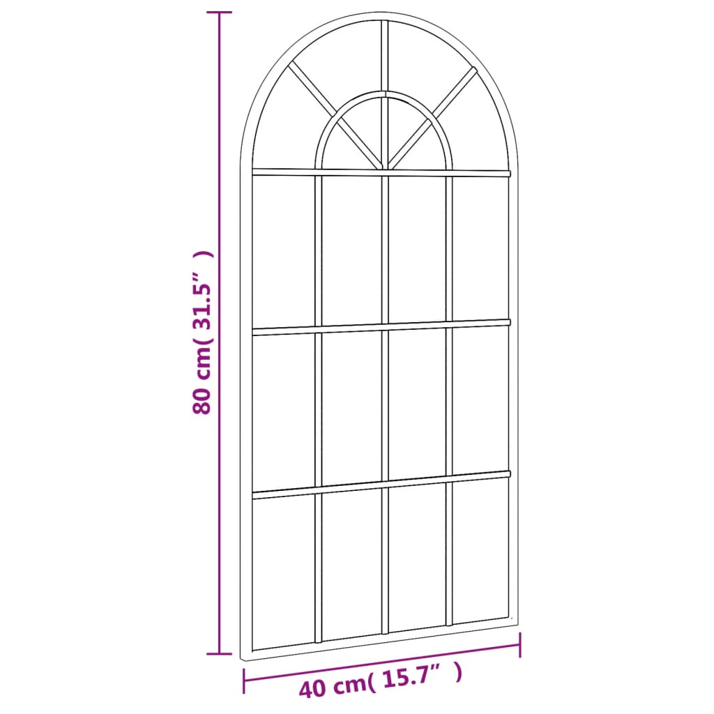 Miroir mural noir 40x80 cm arche fer