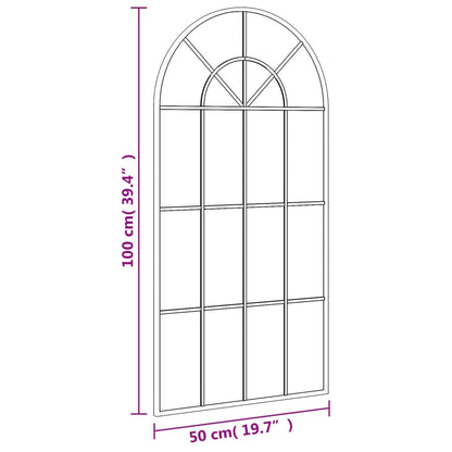 Miroir mural noir 50x100 cm arche fer