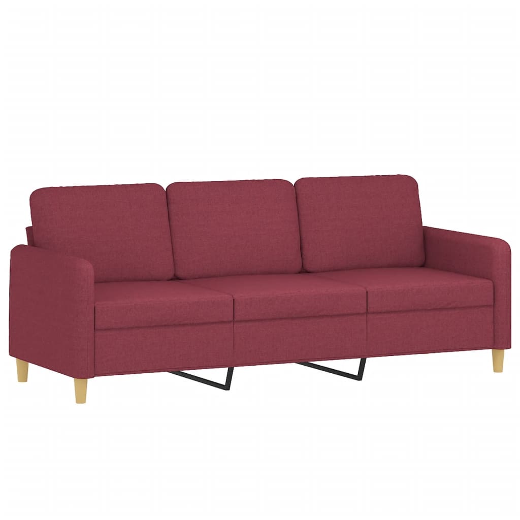 Canapé à 3 places Rouge bordeaux 180 cm Tissu