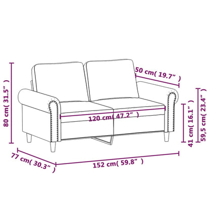 Canapé à 2 places Gris clair 120 cm Velours