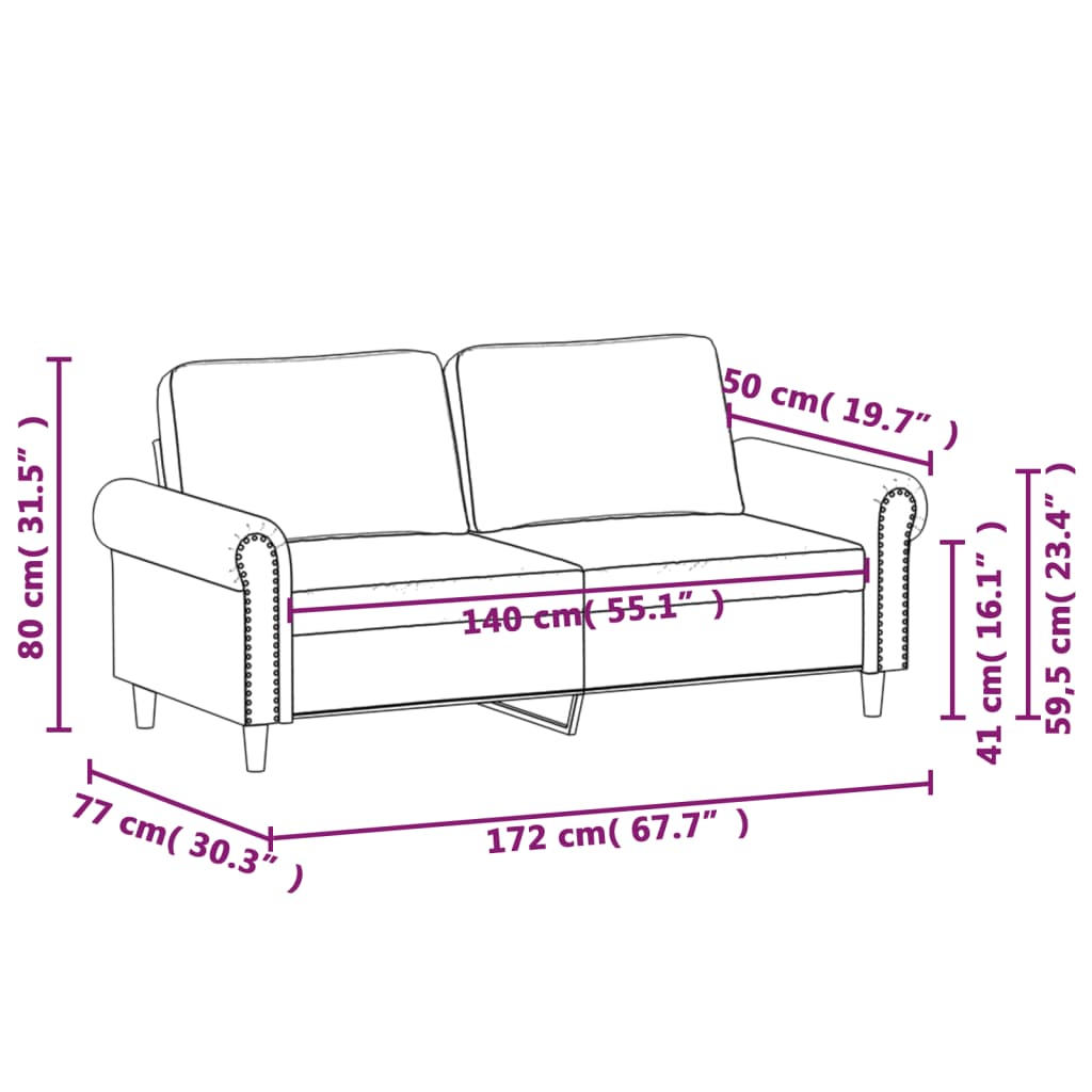 Canapé à 2 places Vert foncé 140 cm Velours