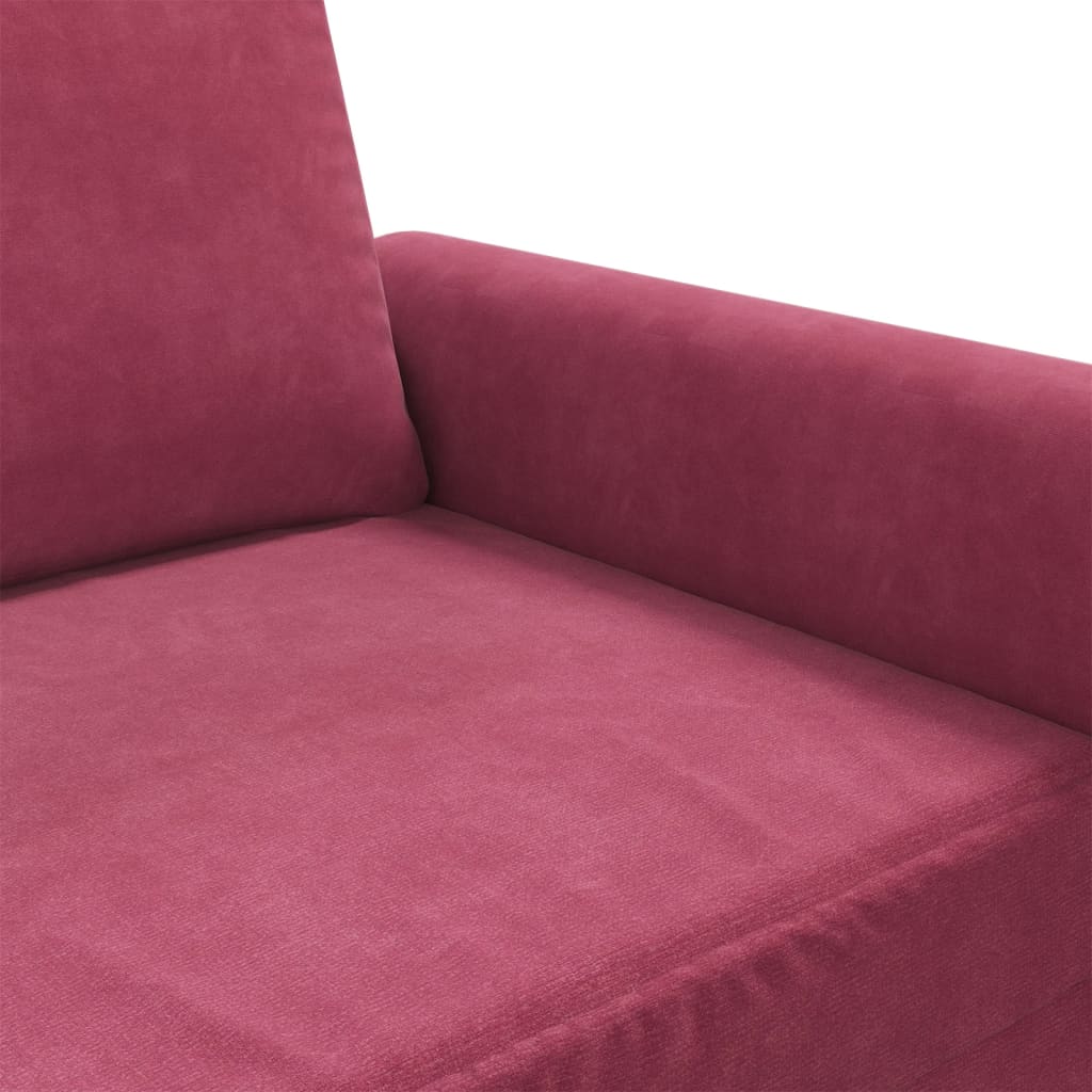 Canapé à 3 places Rouge bordeaux 180 cm Velours