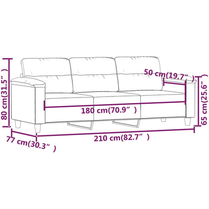 Canapé à 3 places Gris foncé 180 cm Tissu microfibre