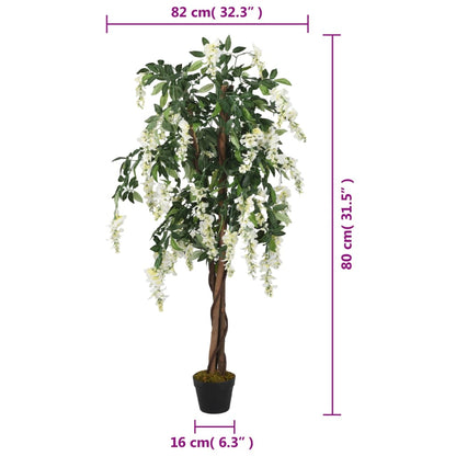 Glycine artificielle 560 feuilles 80 cm vert et blanc