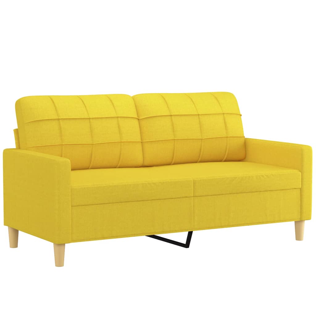 Canapé à 2 places Jaune clair 140 cm Tissu