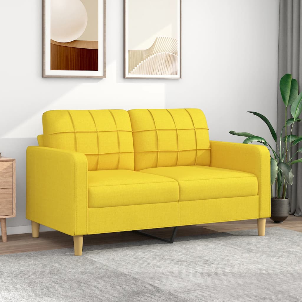 Canapé à 2 places Jaune clair 140 cm Tissu