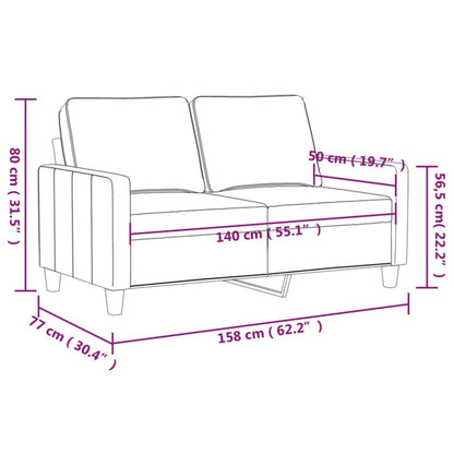 Canapé à 2 places Marron 140 cm Tissu