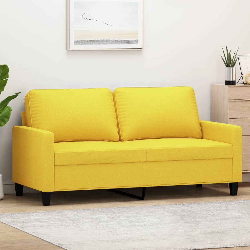 Canapé à 2 places Jaune clair 140 cm Tissu