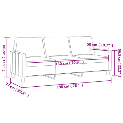 Canapé à 3 places Gris clair 180 cm Tissu